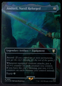 Anduril, Narsil Reforged 0491 Borderless Rare Foil Lord of the Rings MTG NM - Image 1