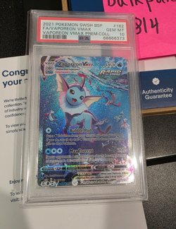 2021 POKEMON SWSH BSP FA/VAPOREON VMAX VAPOREON VMAX PREM COLL #182 PSA 10 - Image 1