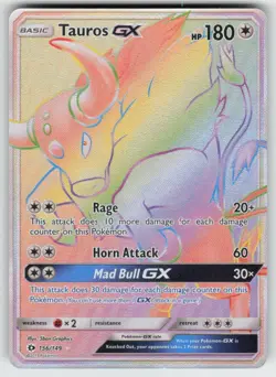 Tauros GX (Secret) Secret Rare SM Base Set 156/149 NM - Image 1