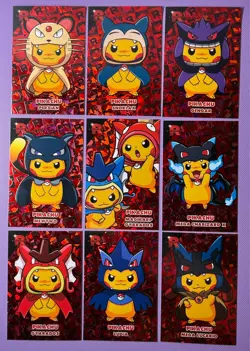 Pikachu Poncho - Team Rocket Card Database - Red Cracked Ice Holo - 9 Card Set - Image 1