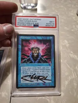 MTG Magic the Gathering Ice Age Brainstorm Signed Christopher Rush PSA 8,7,7,6 - Image 3