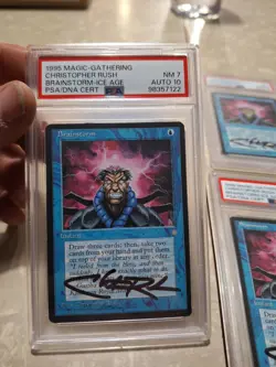 MTG Magic the Gathering Ice Age Brainstorm Signed Christopher Rush PSA 8,7,7,6 - Image 4