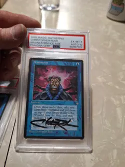MTG Magic the Gathering Ice Age Brainstorm Signed Christopher Rush PSA 8,7,7,6 - Image 5