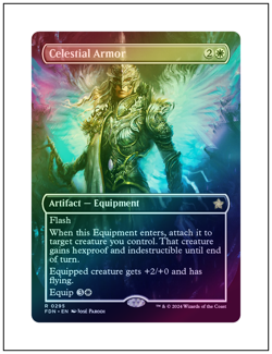 1x Celestial Armor, Borderless Art Foil, Foundations, Magic MTG NM - Image 1