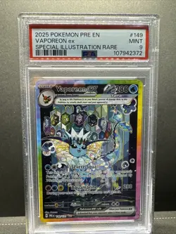 2025 Pokemon Prismatic Evolutions VAPOREON ex PSA 9 Special Illustration RARE - Image 1