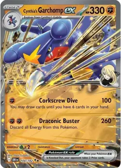 x1 Cynthia's Garchomp ex - 104/182 - Double Rare Pokemon SV10 Destined Rivals M/ - Image 1