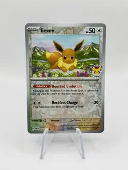 Eevee Pokemon Day Promo Cosmos Holo Prismatic Evolutions Pokemon TCG 074/131 - Image 1