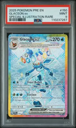2025 Pokemon Prismatic Evolutions Glaceon ex Full Art SIR #150/131 PSA 9 - Image 1