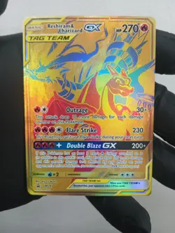 Pokemon Reshiram & Charizard GX Tag Team Holo Trading Card SM247 Promo - Image 1
