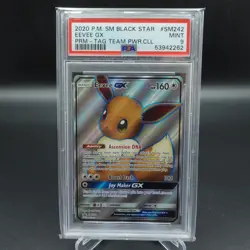 PSA 9 MINT POKEMON CARD 2020 TAG TEAM BLACK STAR PROMO EEVEE GX FULL ART SM242 - Image 1