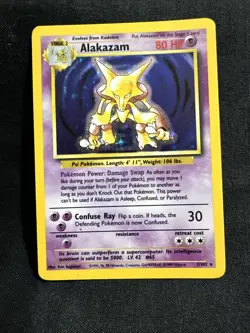 Pokemon TCG Alakazam Base Set Holo Card 1/102 Unlimited Holo Rare - Image 1