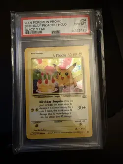 Birthday Pikachu Holo #24 Black Star Promo PSA 8 Graded Pokemon Card - Image 1