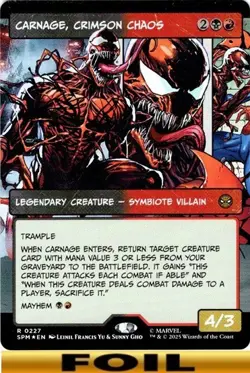 1x - Carnage, Crimson Chaos - FOIL BORDERLESS #227 - Marvel's Spider-Man -NM MTG - Image 1