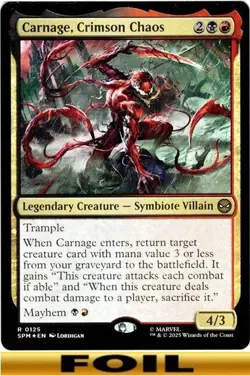 1x - Carnage, Crimson Chaos - FOIL #125 - Marvel's Spider-Man - NM MTG - Image 1