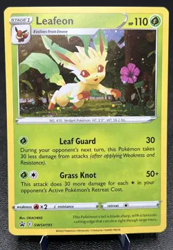 Leafeon SWSH191 NM Cosmos Holo Half Swirl Black Star Pokemon Promo! - Image 1