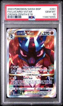 2023 POKEMON SWSH BLACK STAR PROMO #291 FULL ART/LUCARIO VSTAR PSA 10 - Image 1