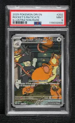 Team Rocket's Raticate Illustration Rare Pokemon Destined Rivals (DRI) PSA 9 - Image 1
