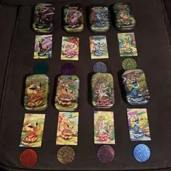 Prismatic Evolutions Empty Mini Tin Complete Set Of 8 Tin + Card + Coin NO PACKS - Image 2