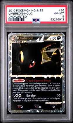 2010 POKEMON UNDAUNTED UMBREON PRIME #86 ULTRA RARE PSA 8 NM - Image 1