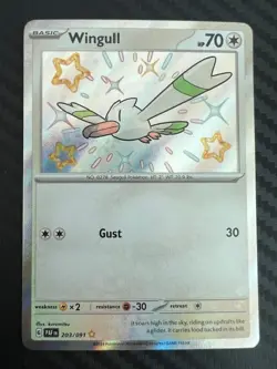 Pokemon TCG Wingull Scarlet & Violet: Paldean Fates 203/091 Holo Shiny Rare NM - Image 1