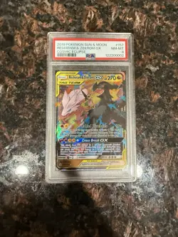 2019 POKEMON SUN & MOON COSMIC ECLIPSE #157 RESHIRAM & ZEKROM GX PSA 8 - Image 1