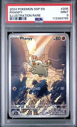 2024 POKEMON SSP EN-SURGING SPARKS #205 PHANPY ILLUSTRATION RARE PSA 9 - Image 1