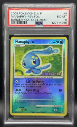 Pokemon TCG PSA 6 Manaphy Burger King Promo Reverse Holo 9/130 *LOW POP* - Image 1