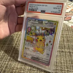 2024 Pokemon SSP en Pikachu EX Ultra Rare Card #219 PSA 10 - Image 5