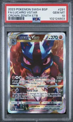 PSA 10 Lucario VSTAR SWSH291 Sword & Shield Black Star Promo Card Crown Zenith - Image 1