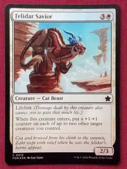 Magic The Gathering FOUNDATIONS FOIL FELIDAR SAVIOR white card MTG - Image 1