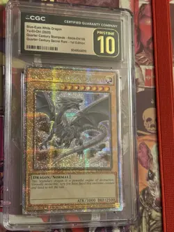 Blue-Eyes White Dragon Quarter Century Secret Rare Card RA04-EN108 1st Edition - Image 1