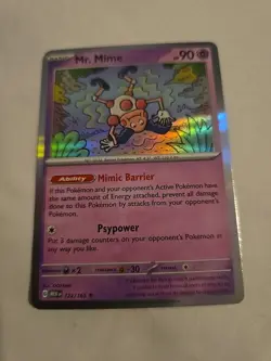 Pokemon TCG Mr. Mime 122/165 Scarlet & Violet 151 Basic Psychic Rare Card Holo - Image 1