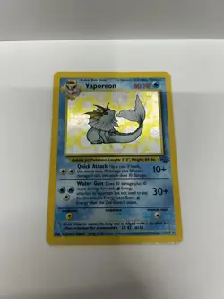 Vaporeon Pokemon TCG Jungle Set Unlimited 12/64 Rare Holo 1999 HP - Image 1