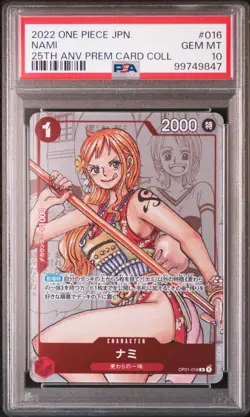 2022 ONE PIECE JPN 25TH ANNIVERSARY PREMIUM CARD COLLECTION #016 NAMI PSA 10 - Image 1
