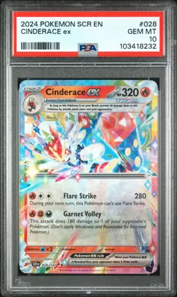 Pokemon TCG Cinderace ex 028/142 2024 Stellar Crown Double Rare Card - PSA 10 - Image 1