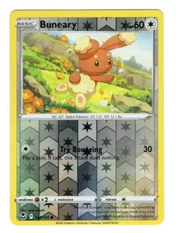 Pokemon TCG Buneary SWSH Silver Tempest 144/195 Reverse Holo Common Card NM - Image 1