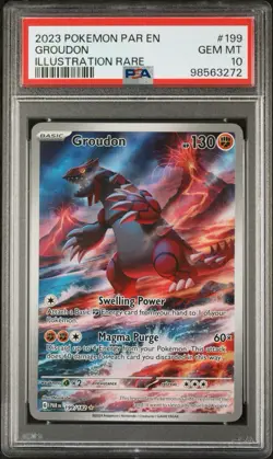 Pokemon TCG Groudon 199/182 PSA 10 Paradox Rift Illustration Rare GEM MT Card - Image 1