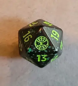 Magic The Gathering Spiderman Pre Release D20 Die (Green) - Image 1