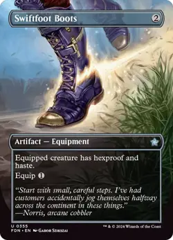 MTG Near Mint Foil Swiftfoot Boots (Borderless) - [Foundations] - Image 1