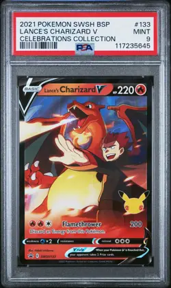 2021 Pokemon SWSH BSP Celebrations Collection Lance's Charizard V #133 PSA 9 - Image 1