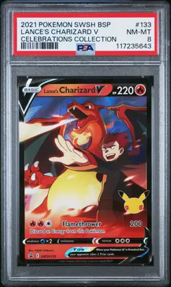 2021 Pokemon SWSH BSP Celebrations Collection Lance's Charizard V #133 PSA 8 - Image 1