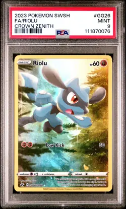2023 POKEMON SWORD & SHIELD CROWN ZENITH #GG26 FULL ART/RIOLU PSA 9 Mint - Image 1