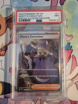 Pokemon Morty's Conviction 211/162 Temporal Forces Special Illustration PSA 9 - Image 1