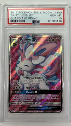 2017 POKEMON SUN & MOON GUARDIANS RISING #140 FULL ART/SYLVEON GX PSA 10 - Image 1
