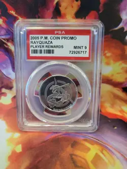Pokemon Rayquaza 2005 Player Rewards Graded Coin PSA 9 - Image 1