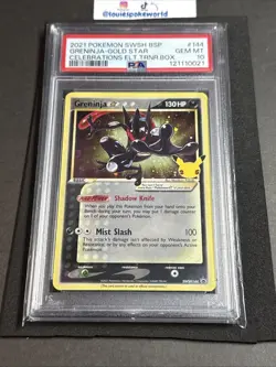 Pokemon Greninja Gold Star Celebrations ETB Black Star Holo Promo SWSH144 PSA 10 - Image 2