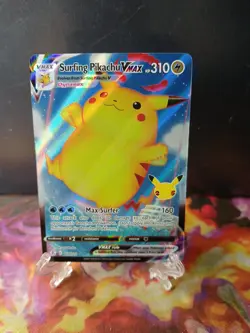 Pokemon Celebrations Surfing Pikachu VMAX Holo Ultra Rare Card 009/025 - Image 1