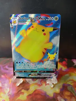 Pokemon Celebrations Surfing Pikachu VMAX Holo Ultra Rare Card 009/025 - Image 2