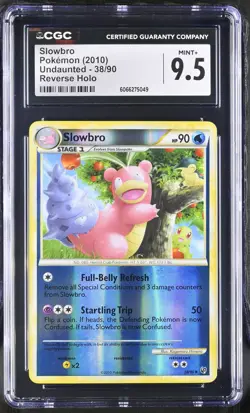 CGC 9.5 MINT+ Slowbro 2010 Undaunted 38/90 Reverse Holo Pokemon Card - Image 1