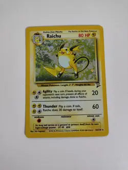 Pokemon Card Raichu 16/130 Base Set 2 Rare Holo WOTC NM - Image 1